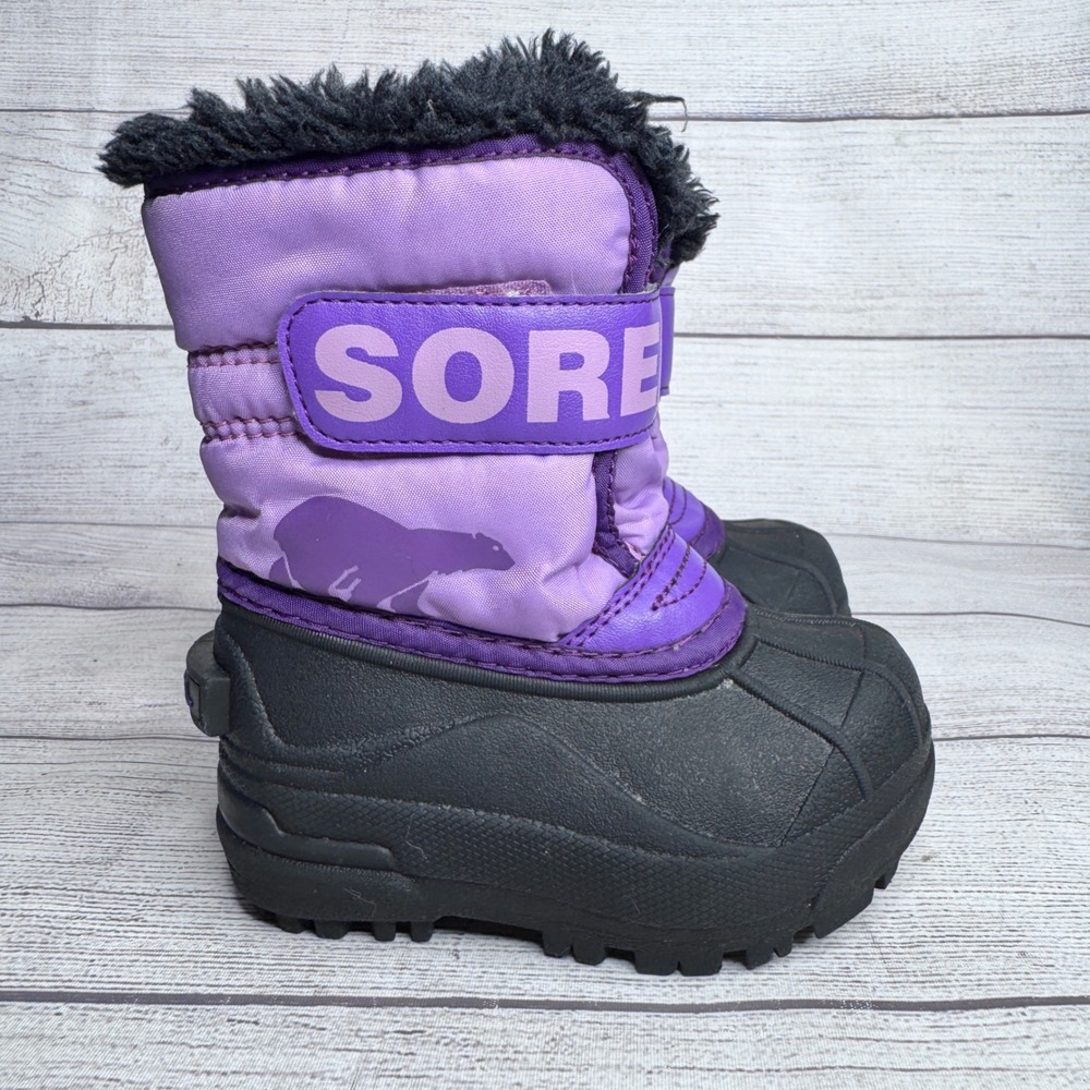 Sorel Snow Commander Toddler 6 Purple Black Winter Boots NV5190-514 Waterproof‎